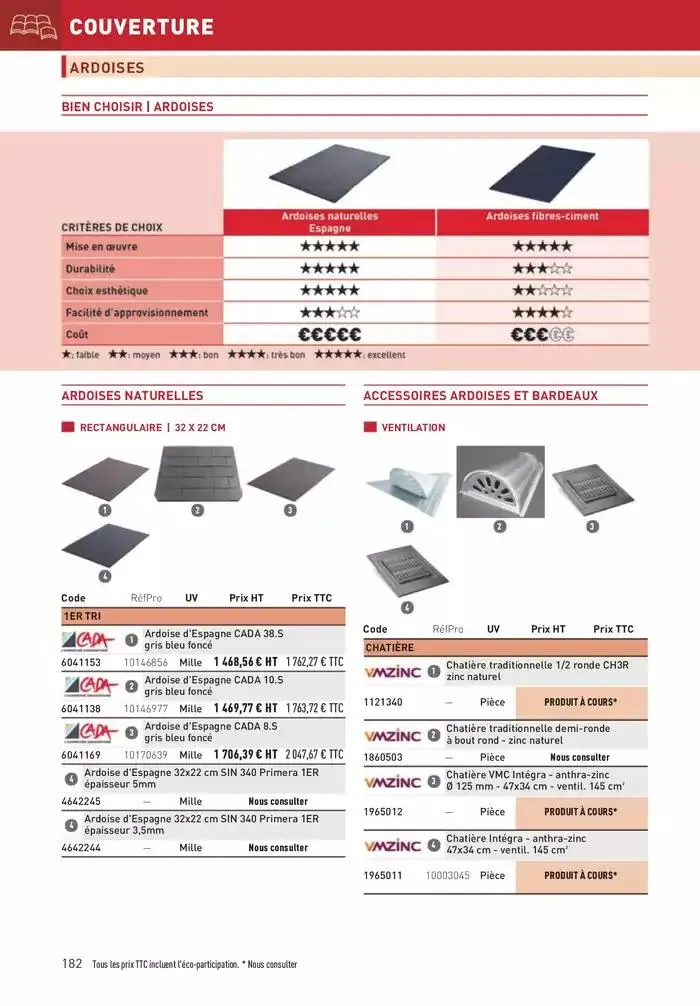 Matériaux 2025 du 1 janvier au 31 décembre 2025 - Catalogue page 182