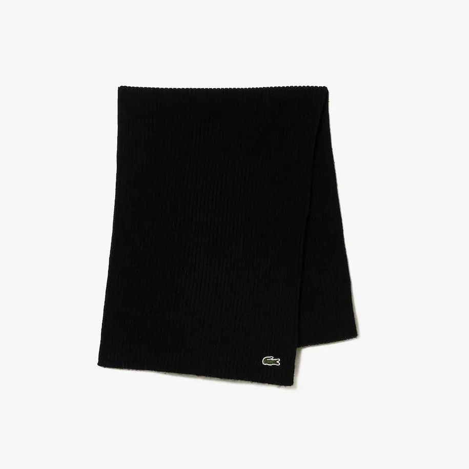 Unisex Lacoste Ribbed Wool Scarf