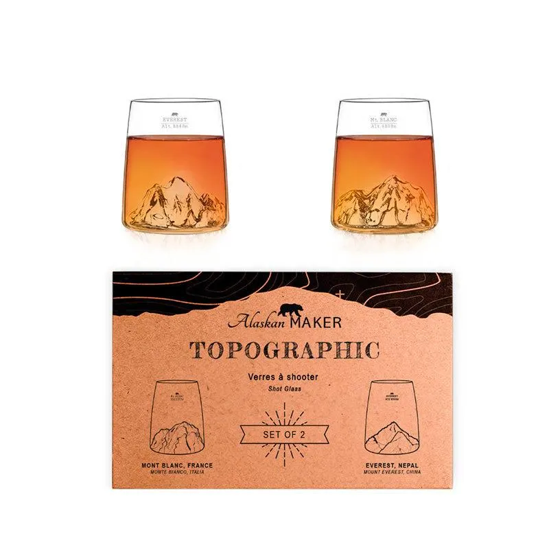 Coffret de 2 verres à shooter de 6.5cl Mont Blanc et Everest Alaskan Maker