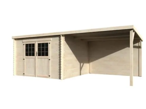 Abri de jardin bois auvent toit plat 18m² Eden Décor et Jardin