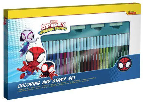 MARVEL SPIDEY - COFFRET 36 FEUTRES 3 TAMPONS