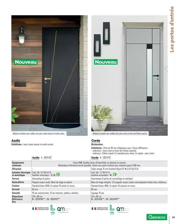 Menuiserie Extérieures 2025 du 1 janvier au 31 décembre 2025 - Catalogue page 39