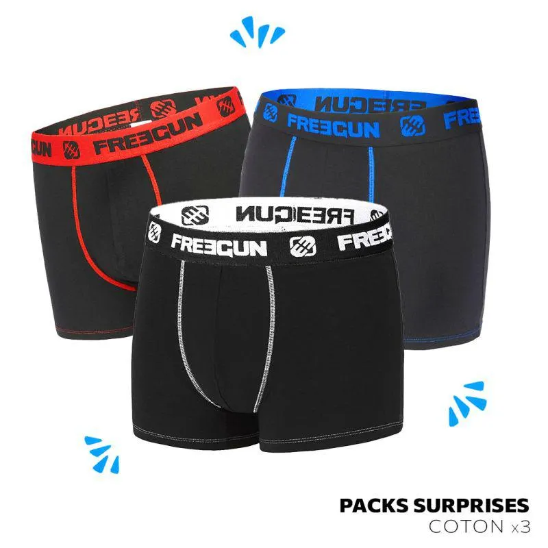 Pack Suprise de 3 Boxers Freegun coton garçon