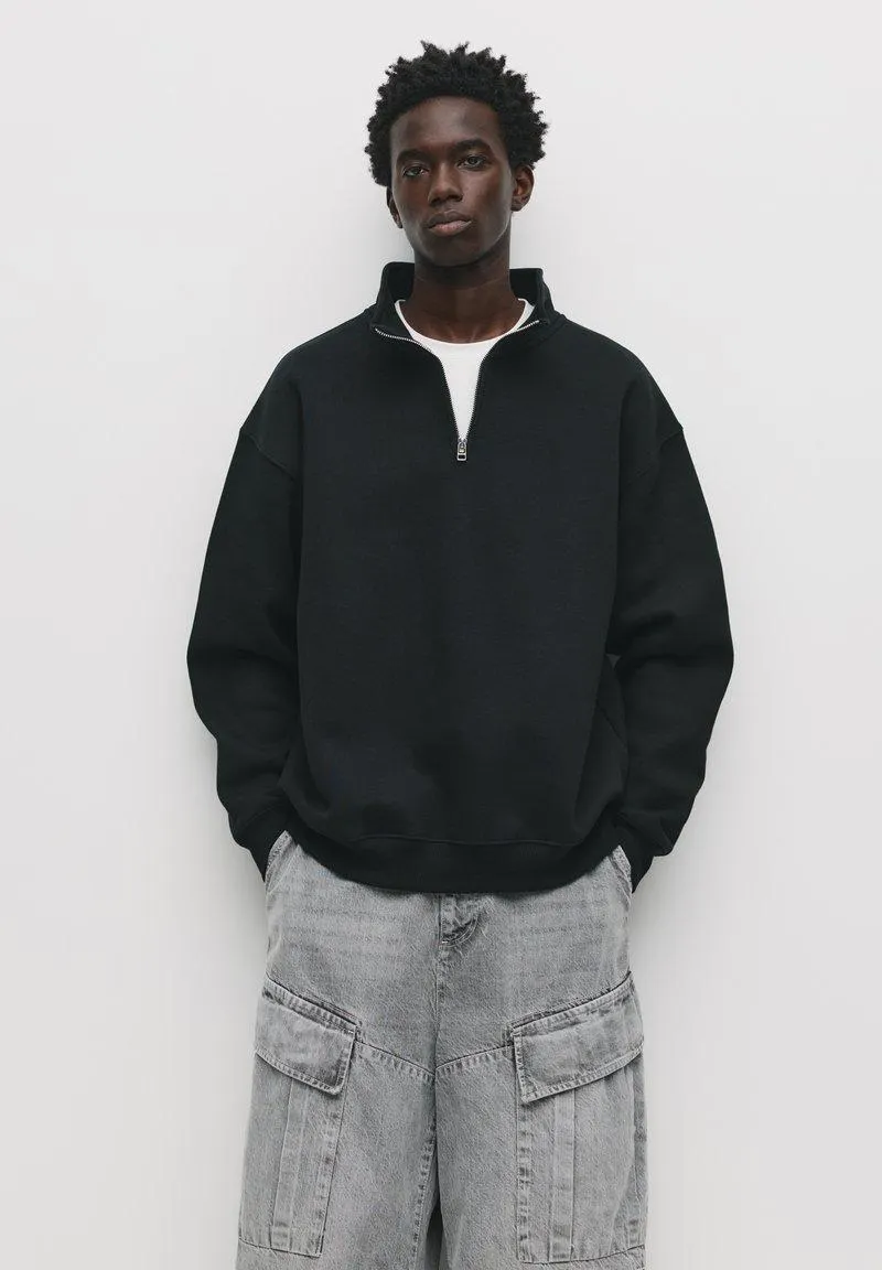 BASIC QUARTER-ZIP - Sweatshirt - black