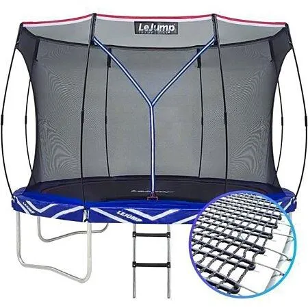 Trampoline Zéro-Ressort ∅305cm Rond Bleu Blanc Rouge Grand LeJump Lightning Y pour enfants