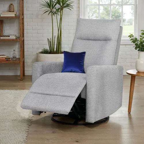 Fauteuil relax pivotant ETIENNE tissu gris clair