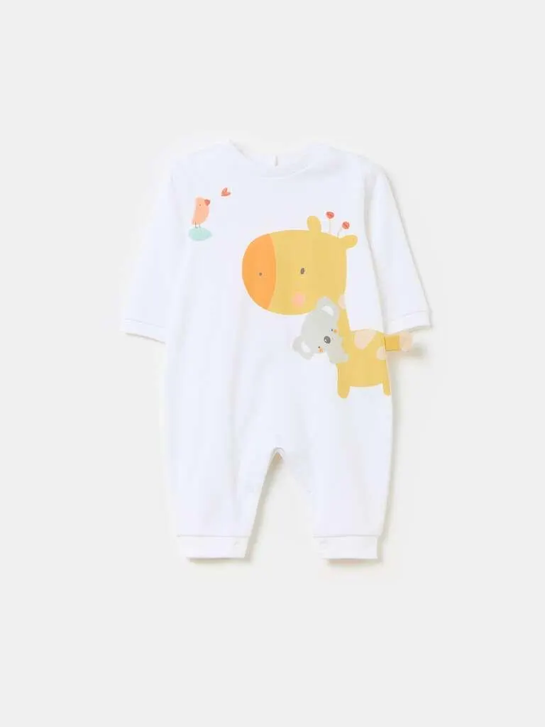 Organic cotton onesie with print Blanc optique