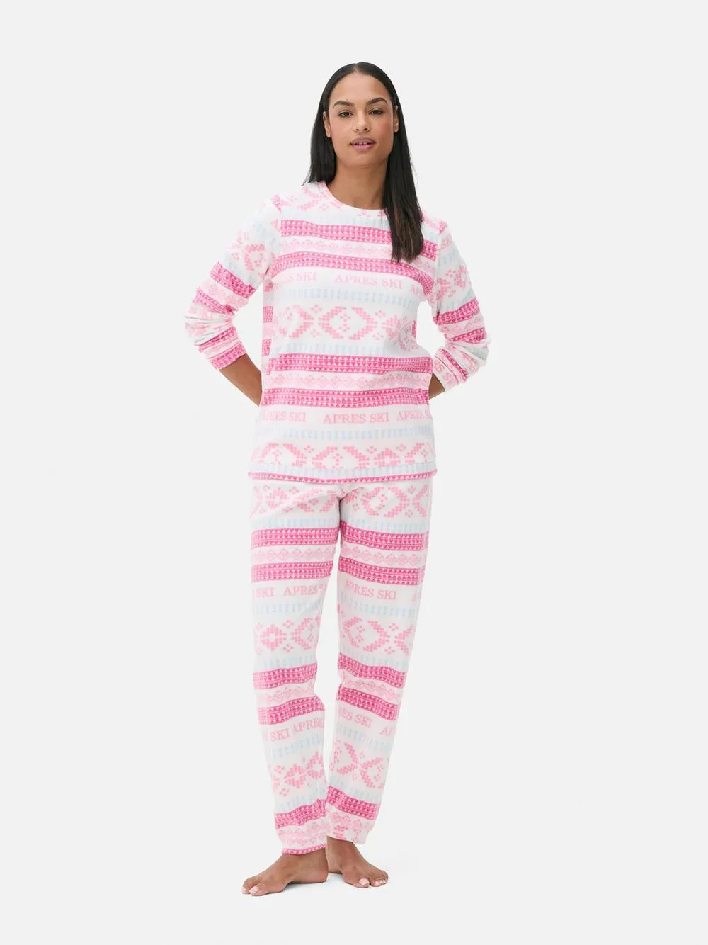 Pijama malha polar padrão Fair Isle