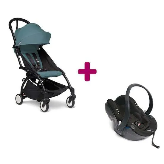 Pack poussette YOYO² chassis noir + coque yoyo + pack 6+ aqua de BABYZEN
