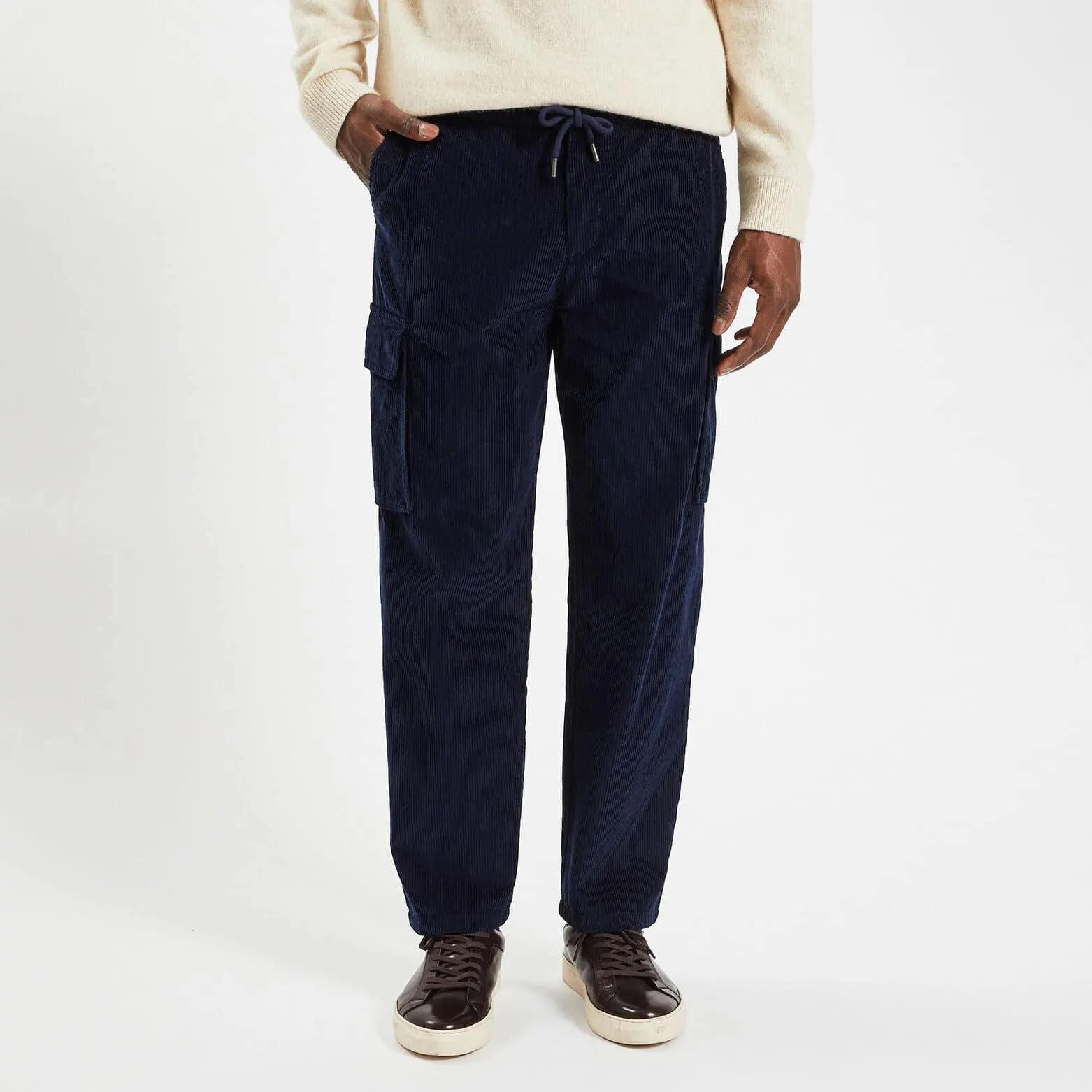 Pantalon cargo en velours coton recyclé - Bleu foncé