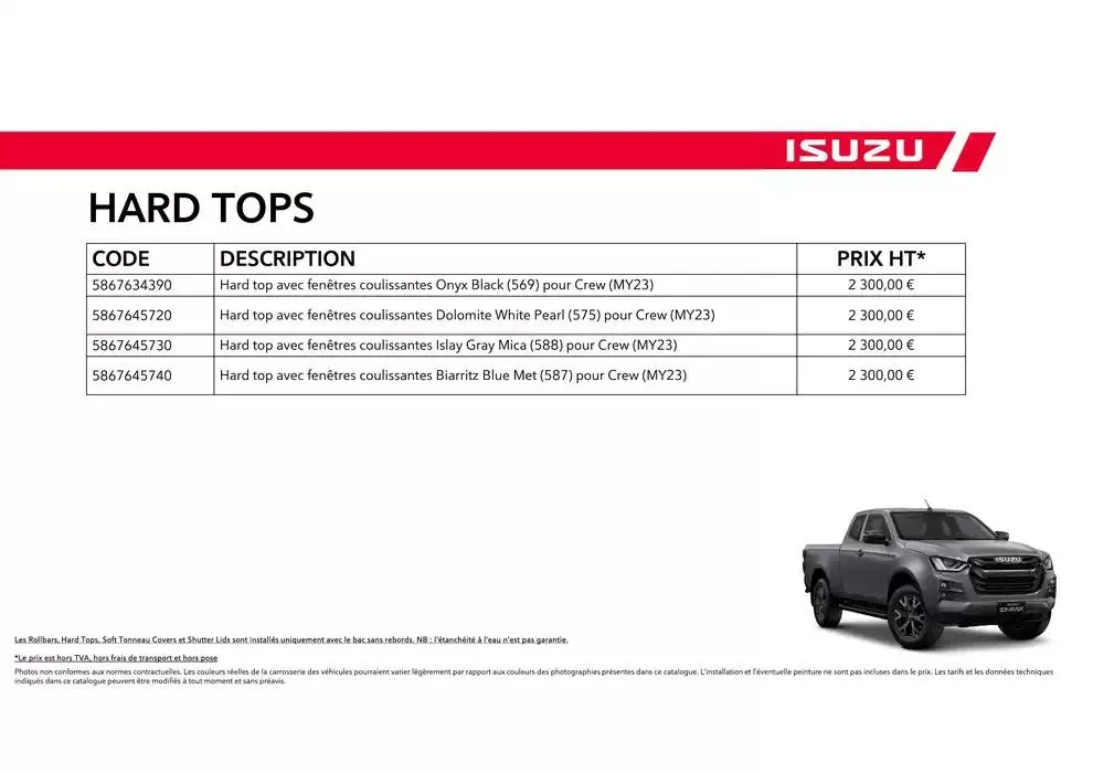 ISUZU SPACE N60B Accessoires du 15 octobre au 15 octobre 2025 - Catalogue page 12