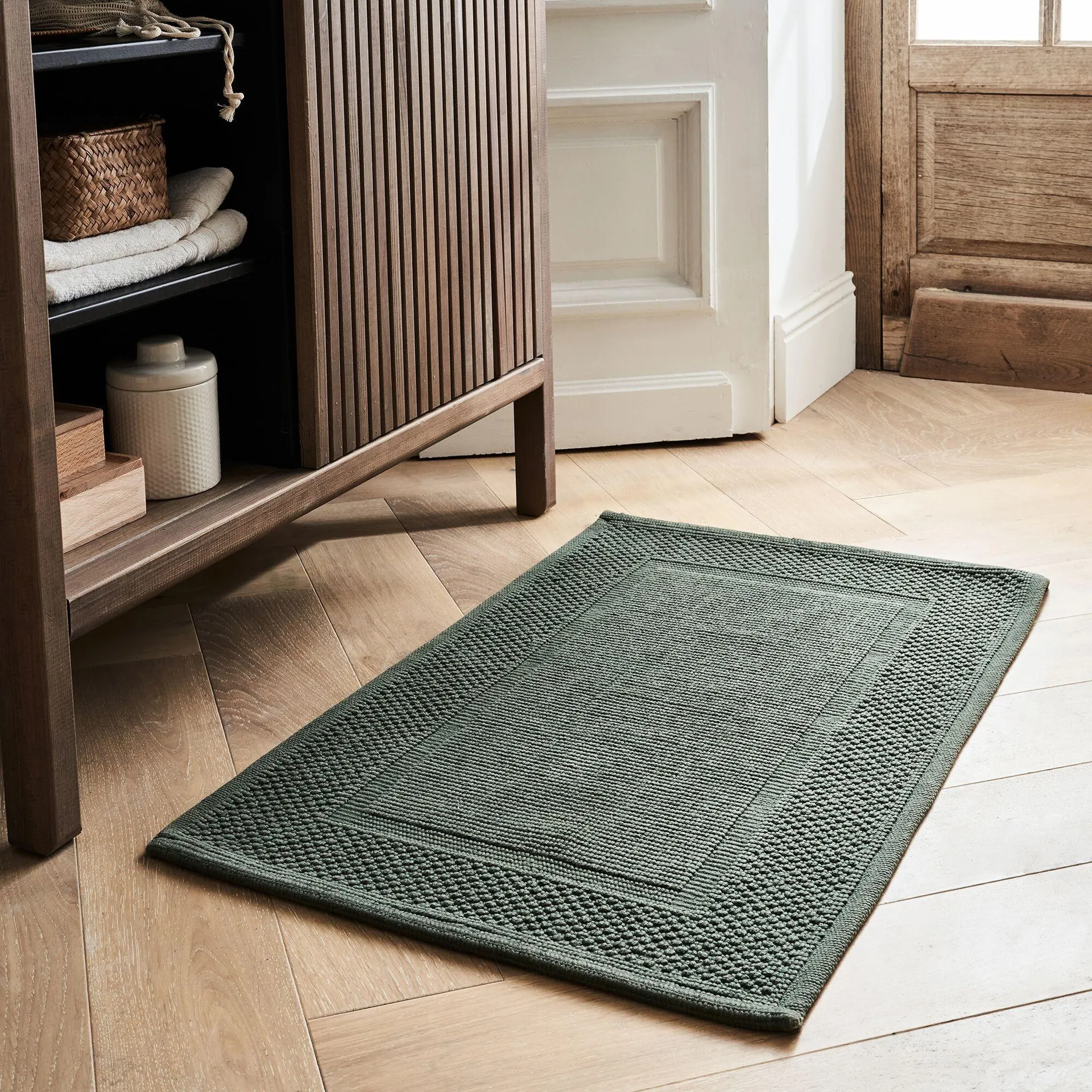 Tapis de bain jacquard en coton 50x80cm - vert cèdre