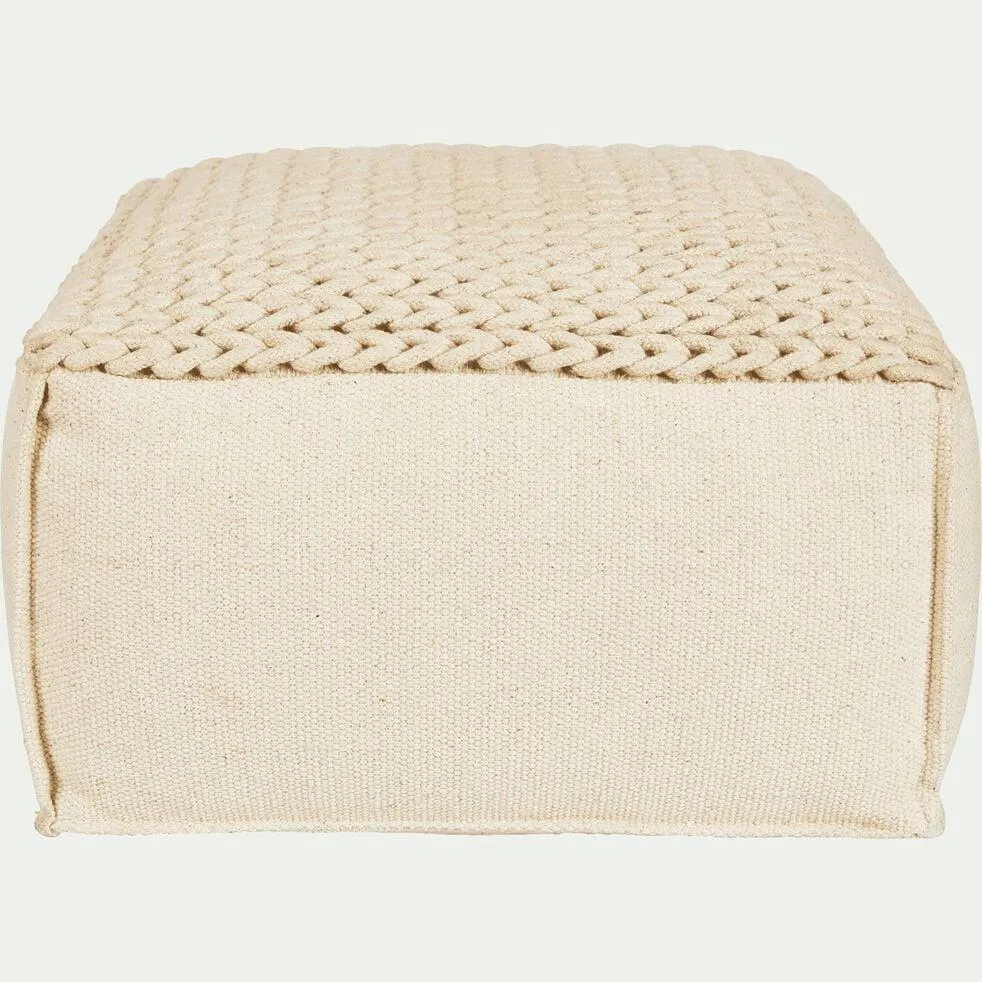Pouf cubique en coton - beige D50xH28cm