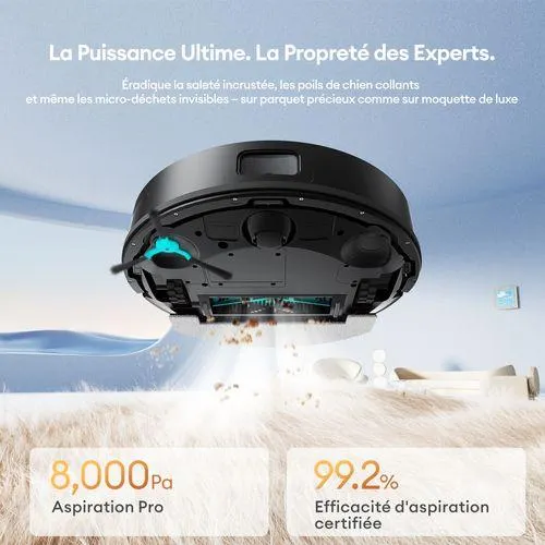 ULTENIC Aspirateur Robot TP20 pro - Robot Aspirateur Laveur 2025 - Navigation Lidar - noir - 8000pa/200min