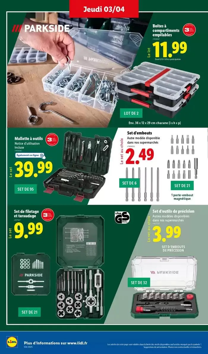 Parkside est le meilleur allié pour tous vos projets de bricolage, profitez-en ! du 3 avril au 7 avril 2025 - Catalogue page 4