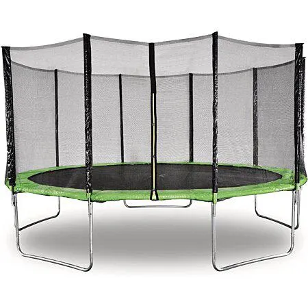 Trampoline " Yoopi " - Ø 4.60 m - Vert - Avec filet + échelle + couverture + kit d'ancrage