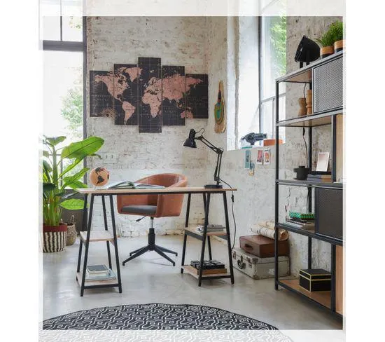 Bureau ARCHI 2 imitation chêne et noir