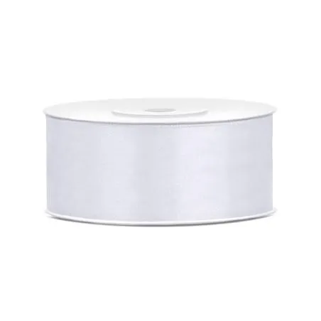 Ruban satin blanc 2,5 cm x 25 m