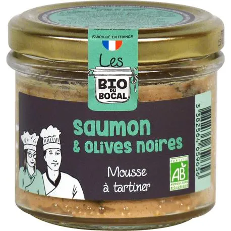 Mousse à tartiner, Saumon et olives noires bio