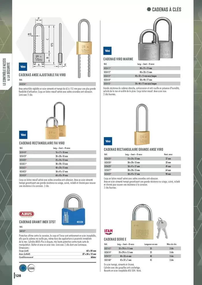 Guide Quincaillerie Serrurerie 2025 - 2026 du 1 avril au 1 avril 2026 - Catalogue page 130