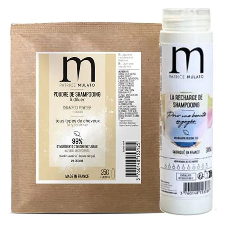 Kit DIY flacon + shampooing poudre à reconstituer tous types de cheveux