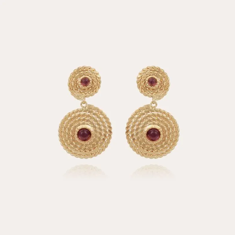 Onde Lucky cabochons earrings mini gold - Amethyst