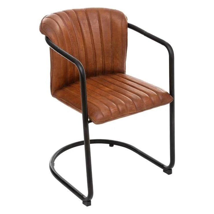 FAUTEUIL DINER CUIR KAVI COGNAC