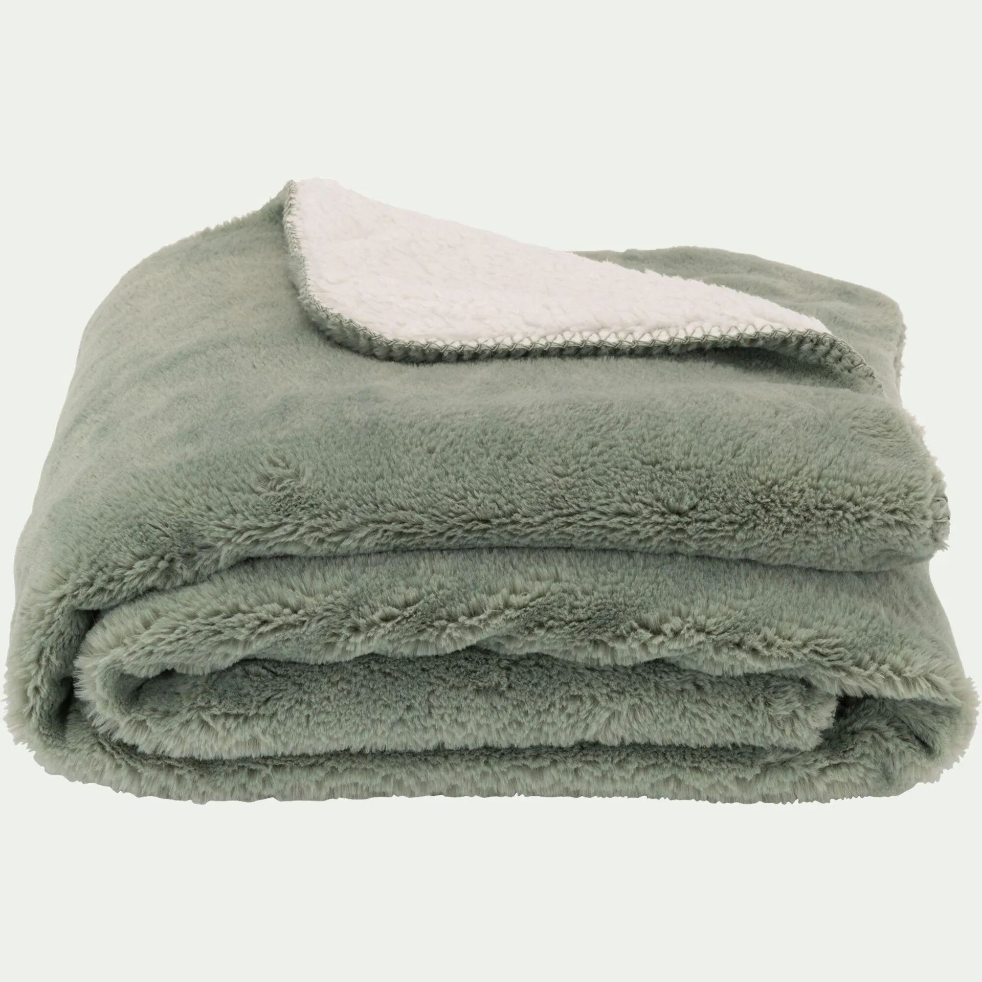 Plaid imitation fourrure 130x170cm - vert olivier