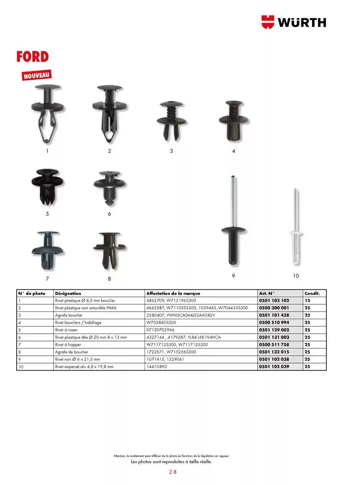 Agrafes de carrosserie du 21 janvier au 31 décembre 2025 - Catalogue page 28
