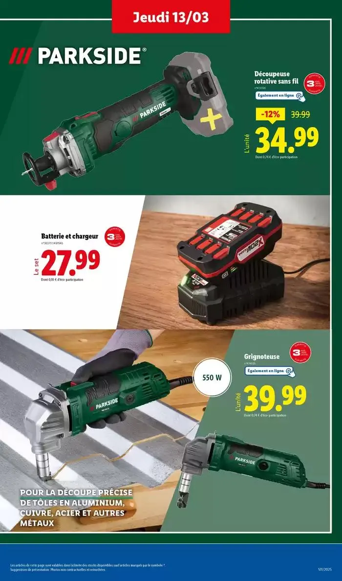 Chez Lidl, découvrez une sélection d'outils Parkside et de vêtements tendances ! du 13 mars au 17 mars 2025 - Catalogue page 7