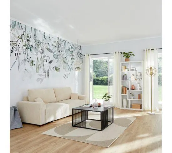 Canapé 3 places convertible GABIN velours côtelé beige