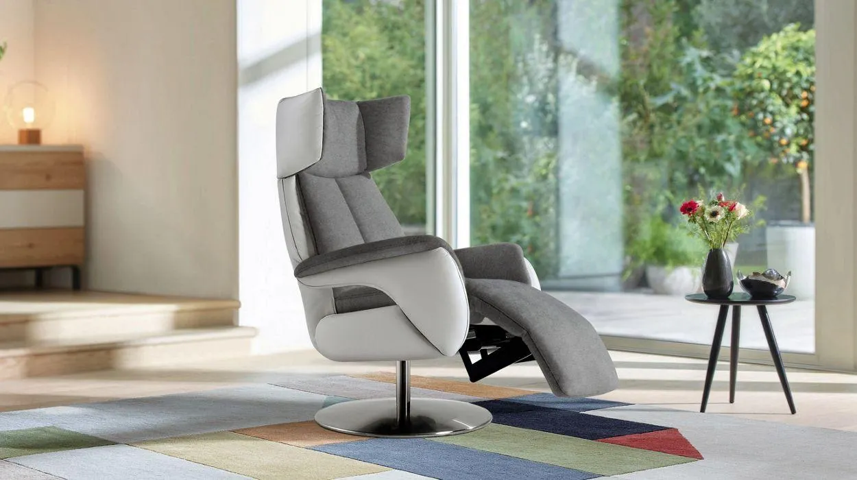 RASMUS Fauteuil relaxation cuir & tissu
