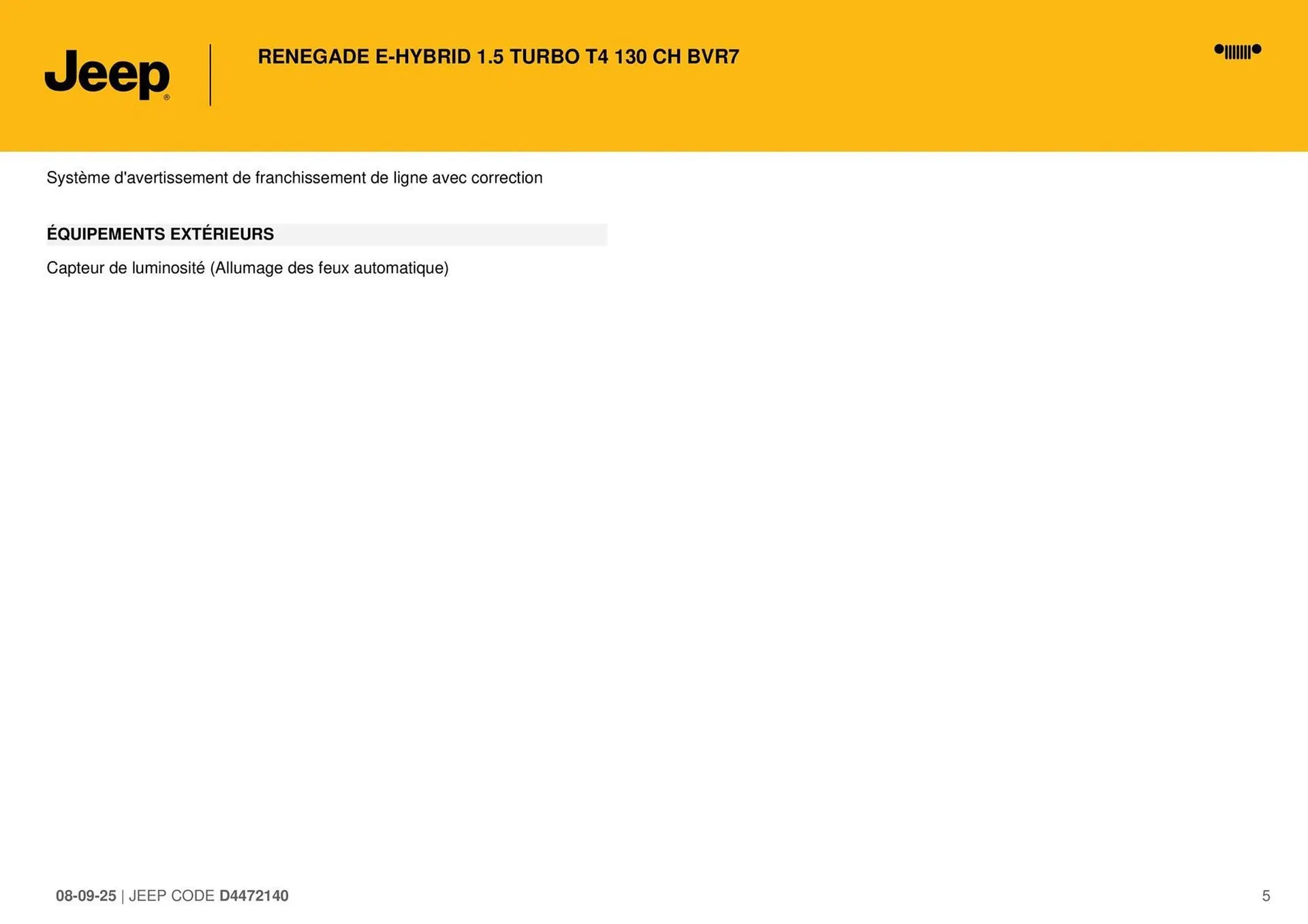 Catalogue Jeep du 8 septembre au 30 septembre 2026 - Catalogue page 5