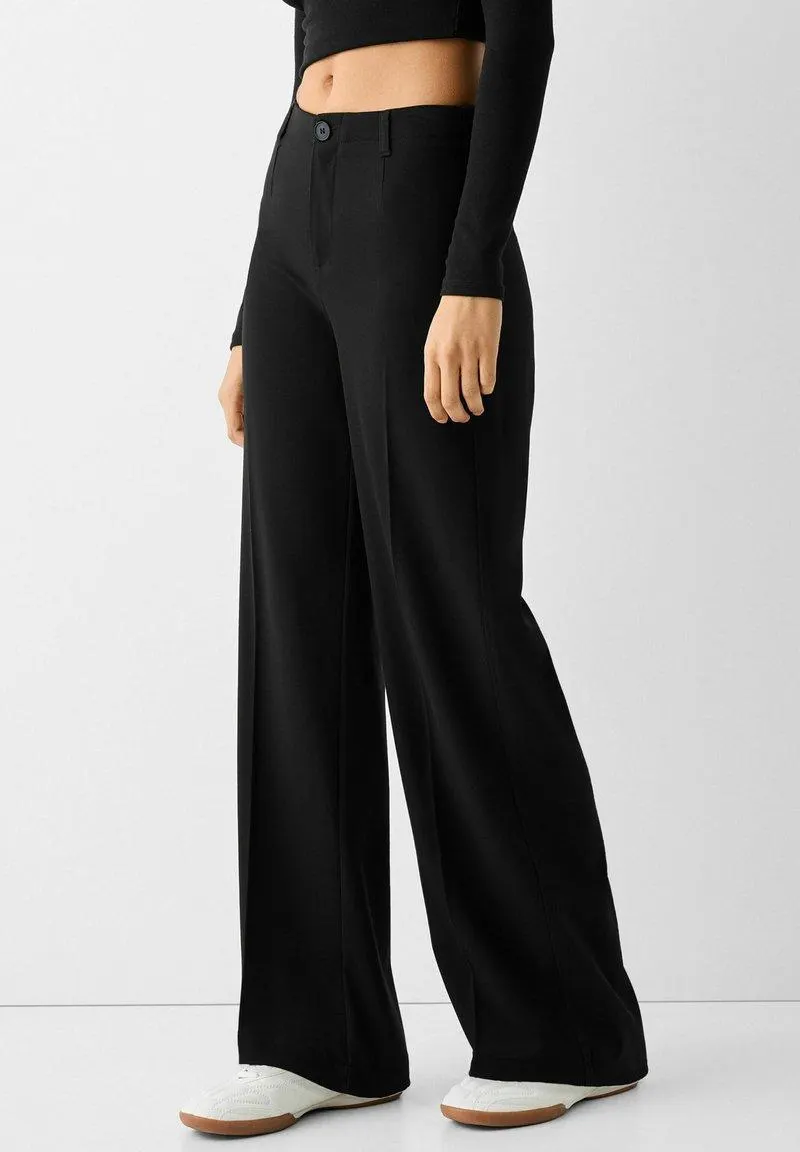 WIDE-LEG TAILORED - Pantalon classique - black