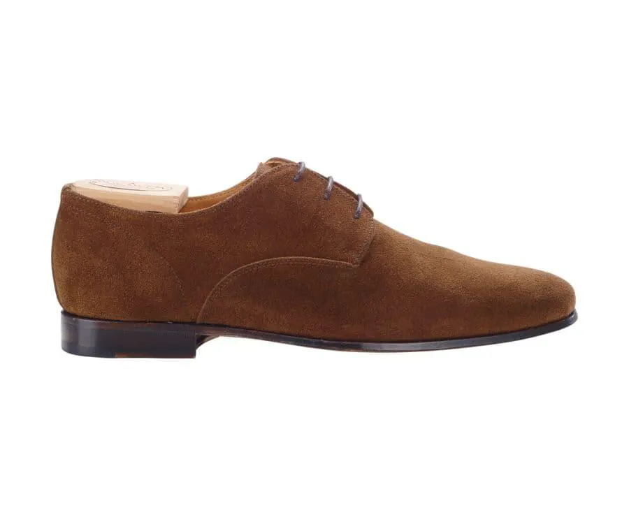 Derbies homme Velours Havane semelle cuir - BISHTON