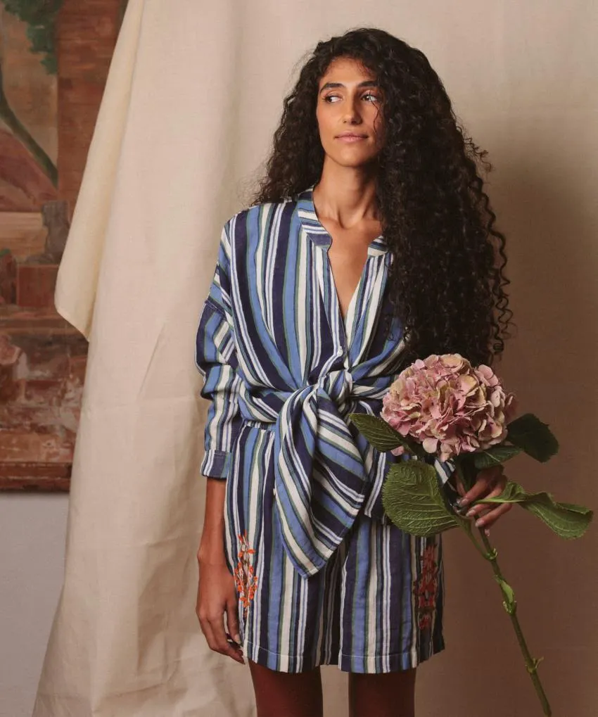 Chemisier Louisa Rayures en gaze de coton