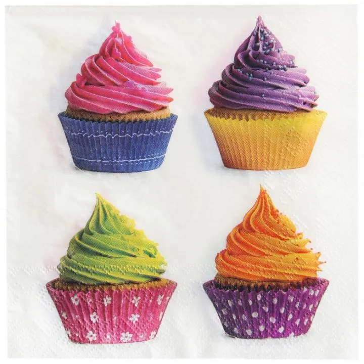 Lot de 20 Serviettes intissé Cupcake 25 x 25 cm