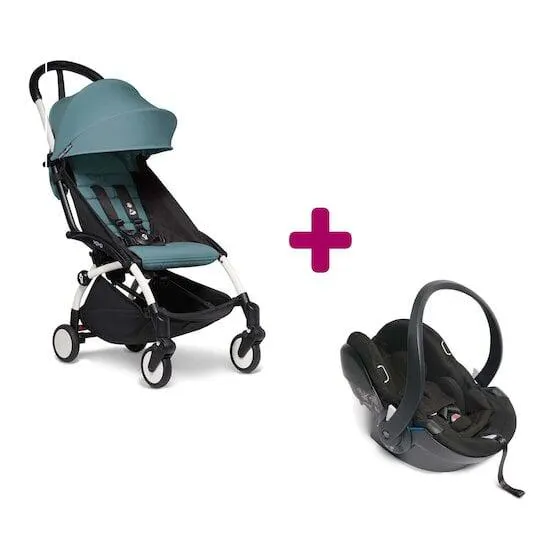 Pack poussette YOYO² chassis blanc + coque yoyo + pack 6+ aqua de BABYZEN