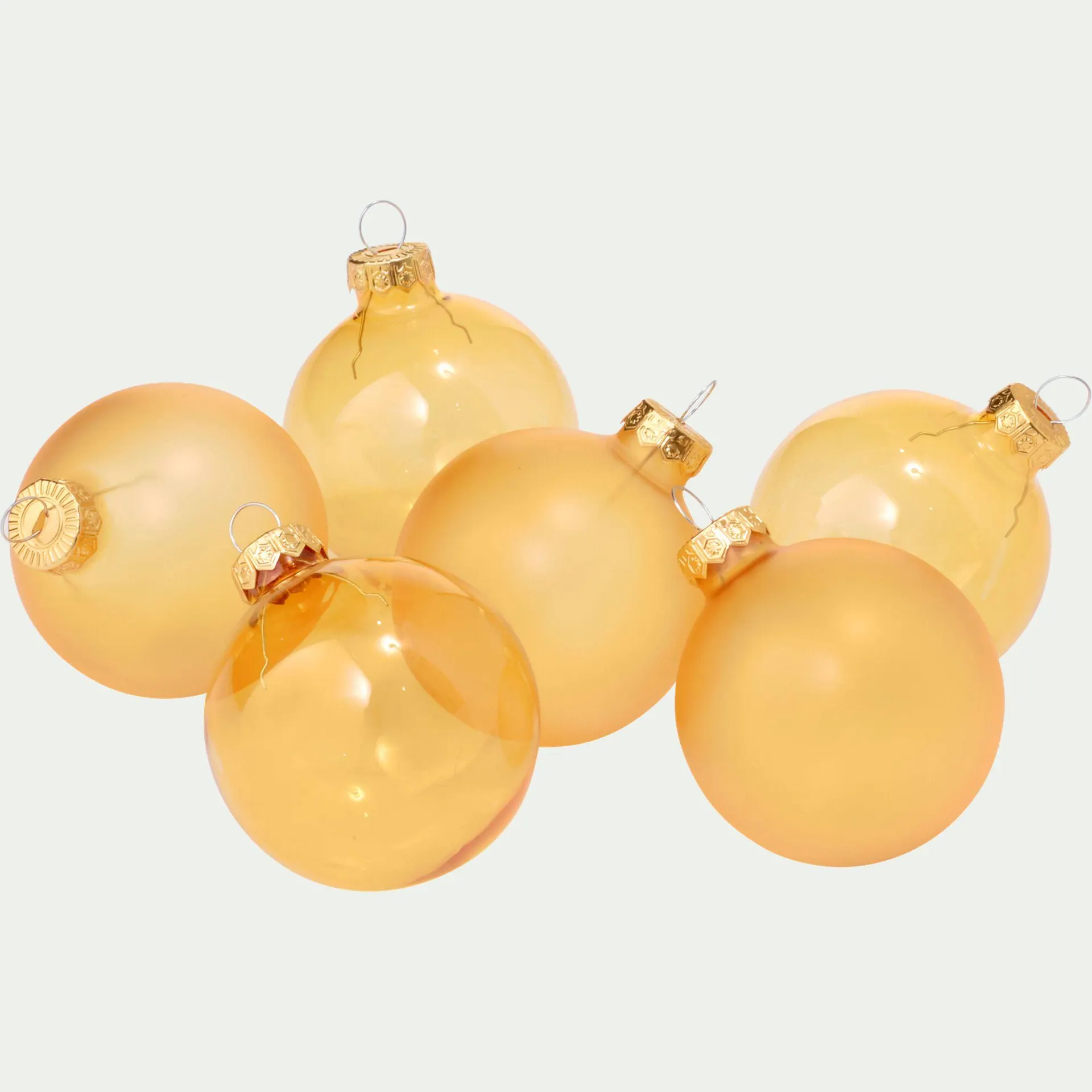 Lot de 6 boules de Noël en verre D6cm - orange