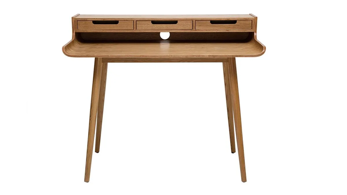 Bureau avec rangements scandinave bois clair L110 cm OPUS