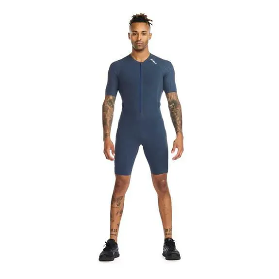 Combinaison de triathlon 2XU Light Speed Tech manche courte bleu blanc