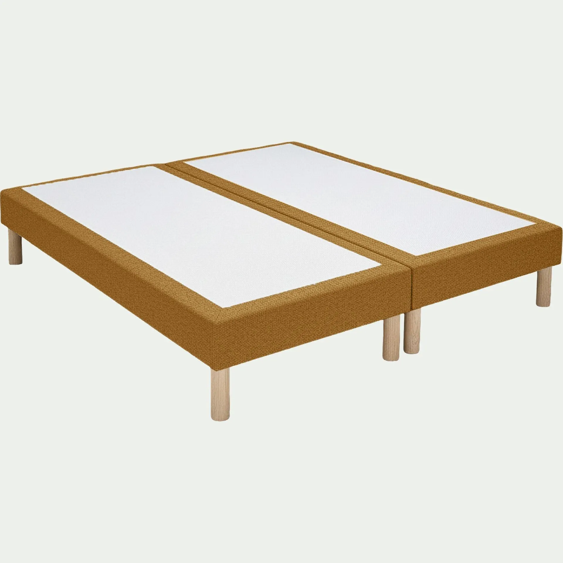 Sommier tapissier 2x80x200cm - jaune moutarde