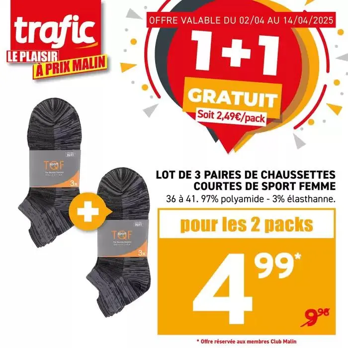 C’est le retour du 1+1 GRATUIT chez Trafic ! du 2 avril au 14 avril 2025 - Catalogue page 12