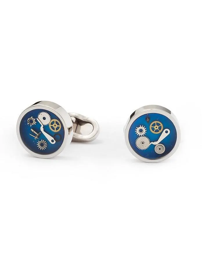 Round Brass Cufflinks w/Clock Gears