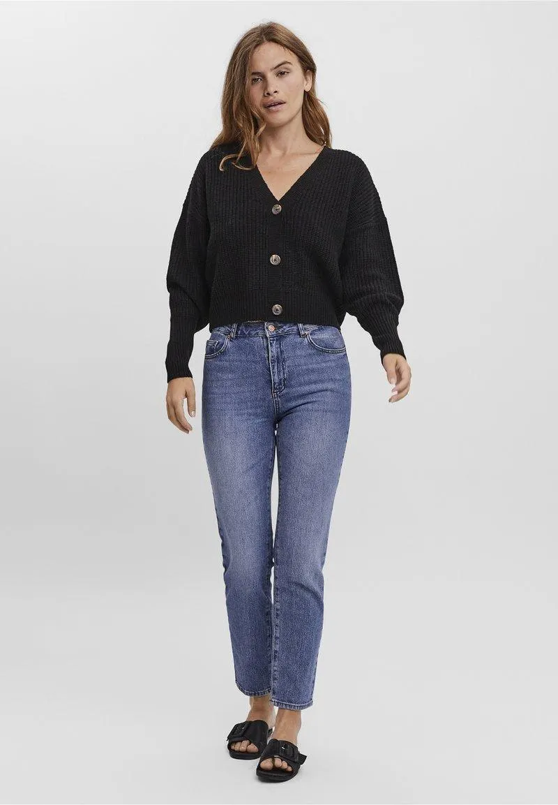 VMLEA V NECK CUFFCARDIGAN - Chaqueta de punto - black