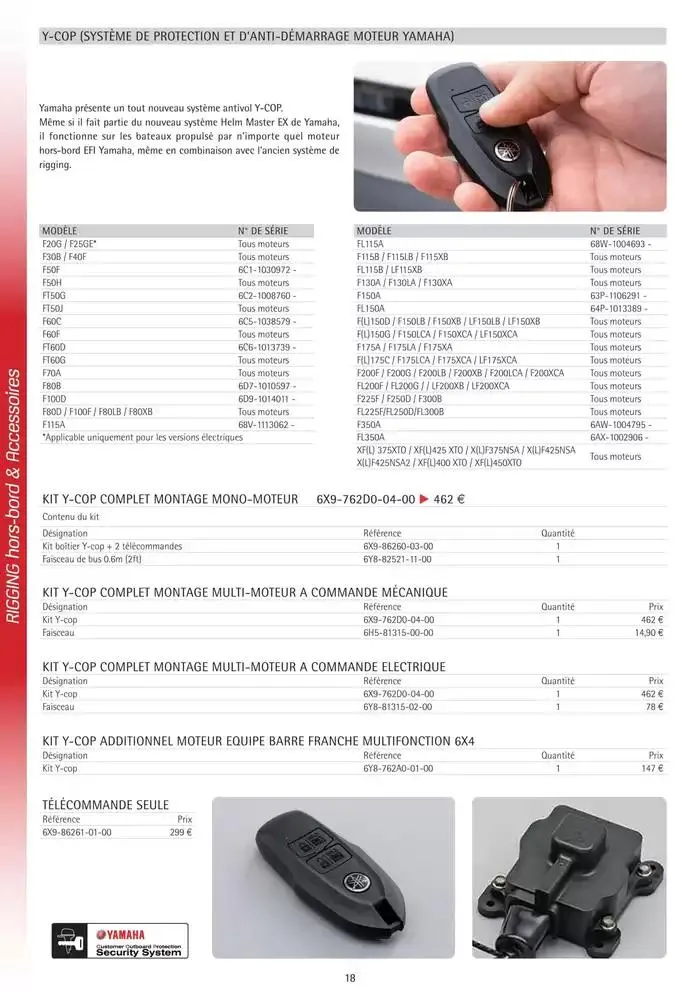 Catalogue Yamaha Marine - Accessoires Marine 2025 du 1 mars au 31 mars 2025 - Catalogue page 18