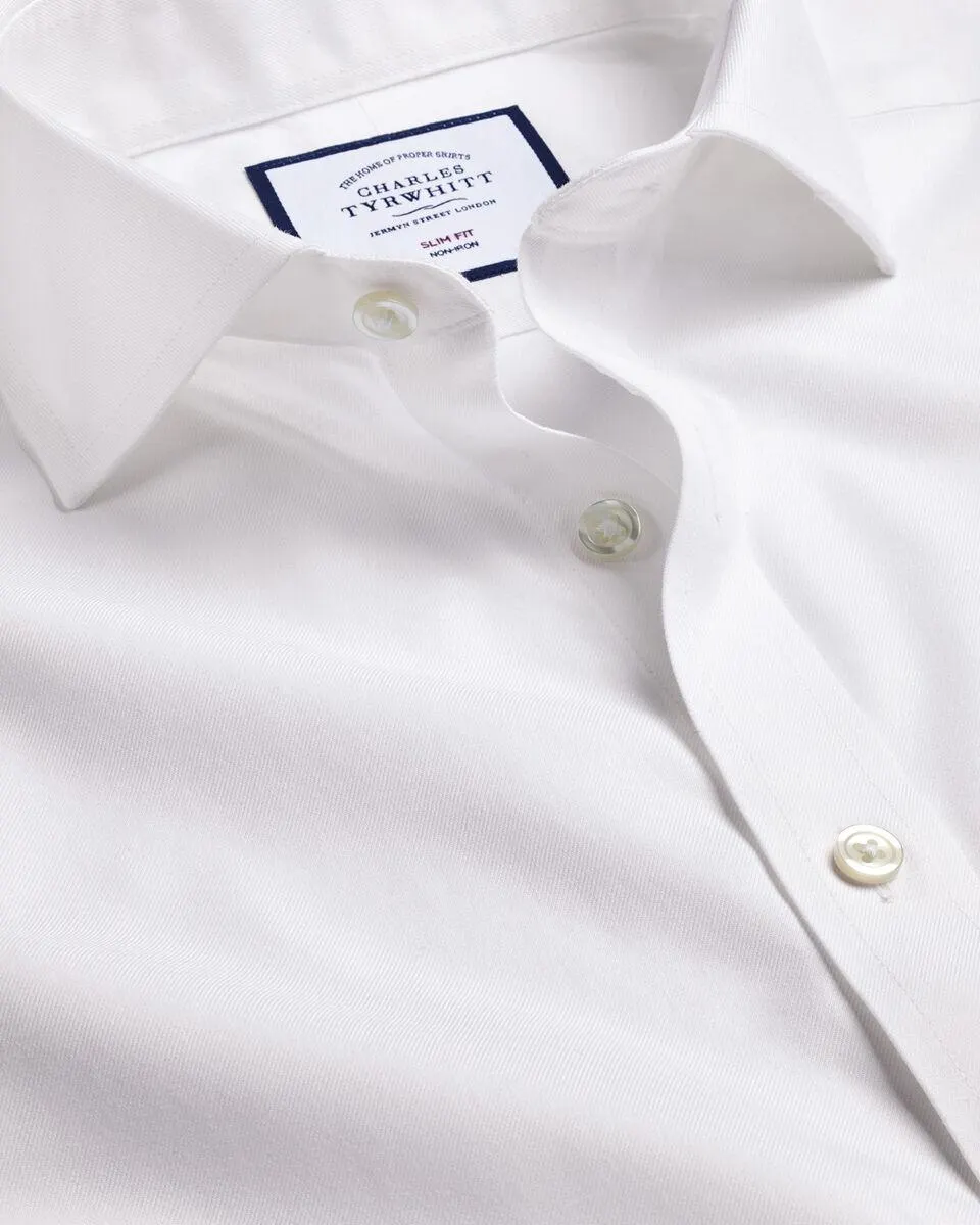 Cutaway Collar Non-Iron Twill Shirt - White