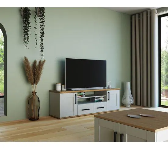 Meuble TV ROMANCE imitation Pin/ imitation Chêne