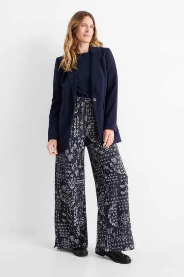 Cloth trousers - high waist - wide leg - patterned
