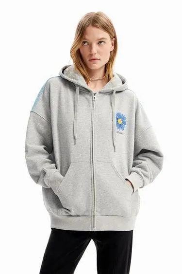 Sweat-shirt oversize zippé marguerite